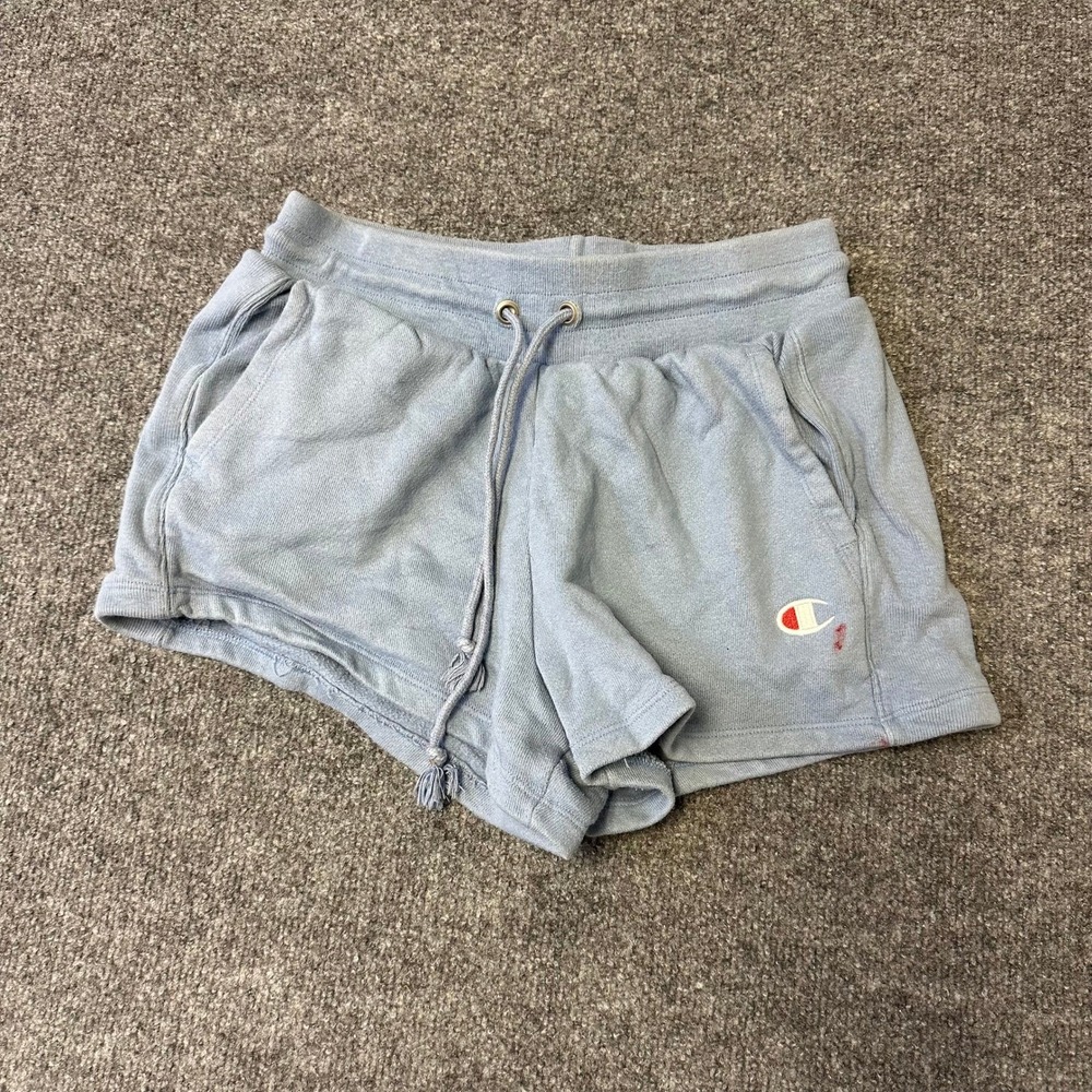Champion Shorts Womens Size Medium Blue Reverse Weave Sweat Drawstring Casual